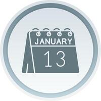 13th of January Solid button Icon vector