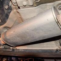 Exhaust system of the car. The muffler of exhaust gases. photo