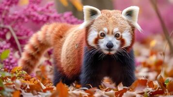 AI generated A red panda in the forest photo