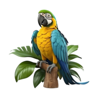 ai generado guacamayo loro aislado en transparente antecedentes png