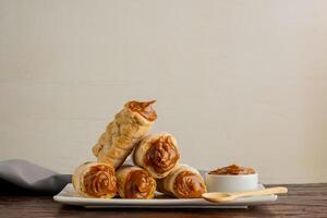 Dulce de leche cannons, typical Argentine dessert. photo