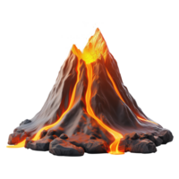 ai generato vulcanico eruzione 3d icona isolato su trasparente sfondo png