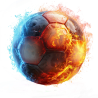 ai generado fútbol pelota con fuego llamas aislado en transparente antecedentes png