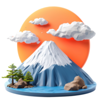 ai generado fuji montaña 3d icono aislado en transparente antecedentes png