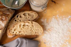 Composition for restaurants or bakeries with sourdough bread and elements used for its preparation. photo