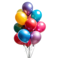 AI generated Colorful balloons bunch isolated on transparent background png