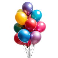 AI generated Colorful balloons bunch isolated on transparent background png