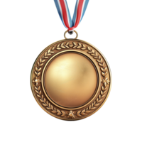 AI generated Gold medal with ribbon isolated on transparent background png