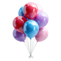 ai generado vistoso globos manojo aislado en transparente antecedentes png