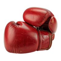 AI generated Red leather boxing gloves isolated on transparent background png