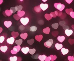 Blurred abstract background with bokeh hearts for valentines day. photo