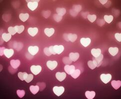 Wedding Pink Blurred abstract background with cute bokeh hearts. photo