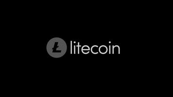 Abstract animation of Litecoin LTC digital currency symbol. Digital cryptocurrency Litecoin sign on black background. video animation