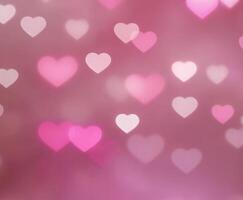 Wedding Pink Blurred abstract background with cute bokeh hearts. photo