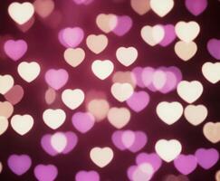 Wedding Pink Blurred abstract background with cute bokeh hearts. photo