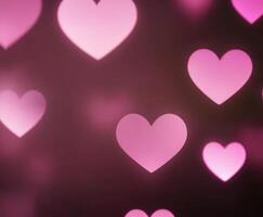 Blurred abstract background with bokeh hearts for valentines day. photo