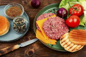 Set for cooking burgers. photo