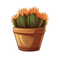 AI generated Cartoon Illustration of cactus in pots isolated on transparent background png