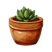 AI generated Cartoon Illustration of cactus in pots isolated on transparent background png