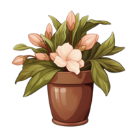 AI generated Azalea flowers in pots isolated on transparent background png