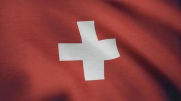 Flag of Switzerland. The Switzerland flag waving in the wind. Switzerland flag in loop mode video