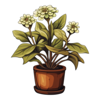 ai généré ensemble de coloré zinnia fleurs dans des pots isolé sur transparent Contexte png