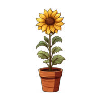 ai généré tournesols illustration dans des pots isolé sur transparent Contexte png