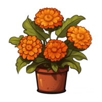 AI generated Marigold flowers illustration on transparent background png