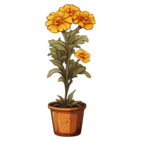 AI generated Marigold flowers illustration on transparent background png
