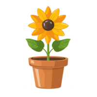 AI generated Sunflower illustration in pots isolated on transparent background png