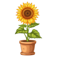 ai généré tournesol illustration dans des pots isolé sur transparent Contexte png