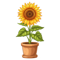 ai généré tournesol illustration dans des pots isolé sur transparent Contexte png