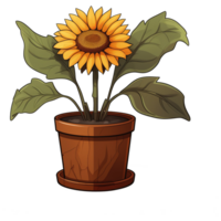 ai généré tournesols illustration dans des pots isolé sur transparent Contexte png