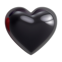 AI generated 3d icon black heart isolated on transparent background png