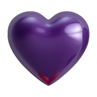 ai generado 3d icono púrpura corazón aislado en transparente antecedentes png