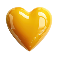 AI generated 3d icon of yellow glossy heart isolated on transparent background png