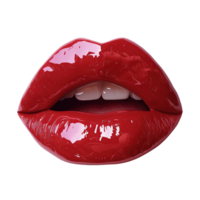 AI generated 3d icon female lips with red color isolated on transparent background png