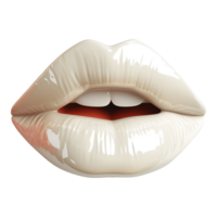 AI generated 3d icon of white lips isolated on transparent background png
