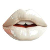 ai generado 3d icono de blanco labios aislado en transparente antecedentes png