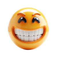 ai gegenereerd 3d icoon emoji van grijnzend gezicht geïsoleerd Aan transparant achtergrond png