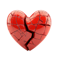 AI generated 3d rendering of broken heart icon isolated on transparent background png