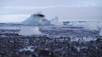 isberg flytande i de vatten. glaciärer av island. video