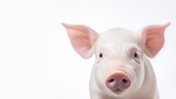 ai generado animal derechos concepto un de cerca de un cerdo con un blanco antecedentes foto
