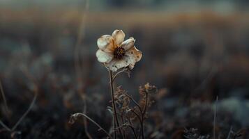 AI generated Blooming flower in harsh rocky conditions photo