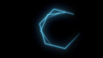 Neon hexagons abstract motion background. Seamless loop design. Video animation. Blue hexagons