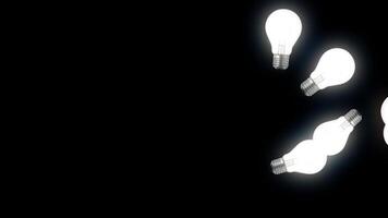 Light Bulb Animation Background. Light bulbs on black background video