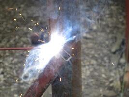 Welding of steel square pipe electric welding photo