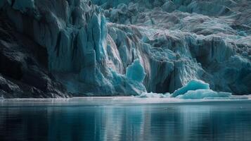 AI generated floating ice on calm waters icy landscape Global Warming photo