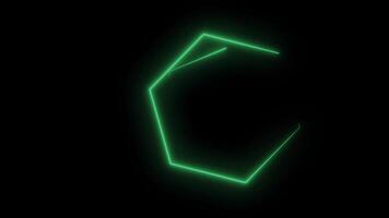 Neon hexagons abstract motion background. Seamless loop design. Video animation. Green hexagons