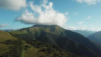 Panorama von das Krim Berge. schön Berge mit Wälder Antenne Aussicht video